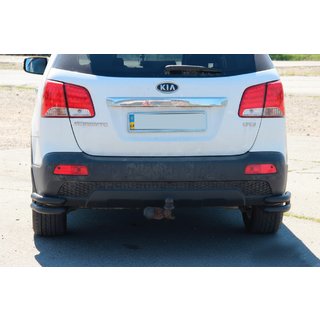 Задні подвійні куточки AK003-подвійний Black (нерж.) Kia Sorento II XM 2009-2014 рр. фото 2
