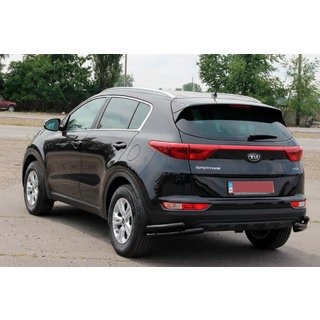 Задній захист куточки подвійні AK003-подвійний Black (нерж) Kia Sportage 2015-2021 рр. фото 3