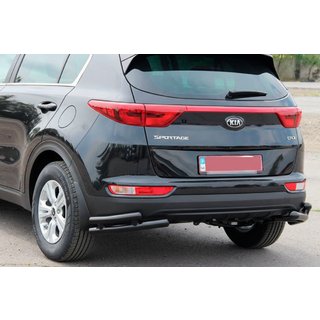 Задній захист куточки подвійні AK003-подвійний Black (нерж) Kia Sportage 2015-2021 рр. фото 1