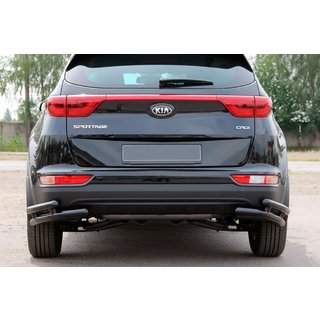Задній захист куточки подвійні AK003-подвійний Black (нерж) Kia Sportage 2015-2021 рр. фото 2