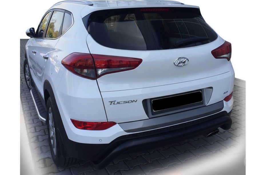 Hyundai Tucson TL 2016-2021 рр. Задня дуга AK007 Black (нерж.) Фото 1