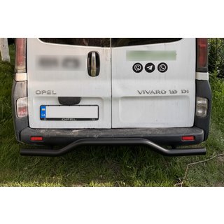 Задній захист AK006 Black (нерж) Opel Vivaro 2001-2015 рр. фото 1