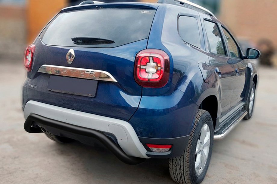Renault Duster 2018-2024 рр. Задній захист AK007 Black (нерж.) Фото 3