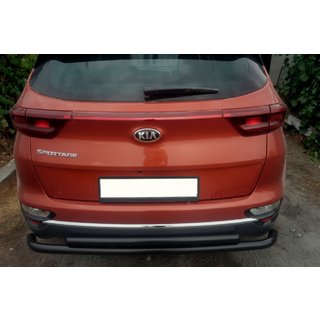 Задній захист AK002-2 Black (нерж) Kia Sportage 2015-2021 рр. фото 1