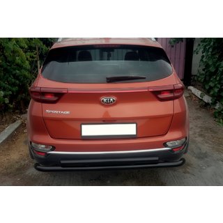 Задній захист AK002-2 Black (нерж) Kia Sportage 2015-2021 рр. фото 2