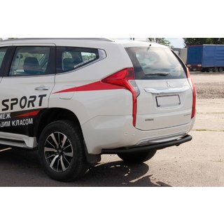 Задній захист AK005 Black (нерж) Mitsubishi Pajero Sport 2015- рр. фото 1