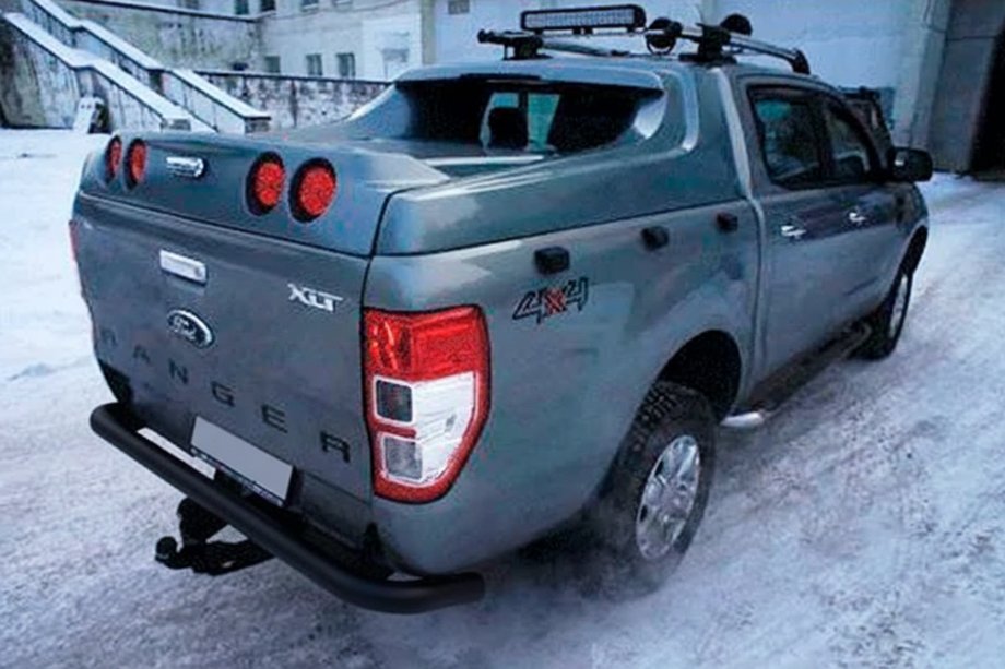 Ford Ranger 2011-2022 рр. Задній захист AK005 Black (2011-2018, нерж) Фото 2