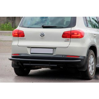 Задній захист AK002-2 Black (нерж) Volkswagen Tiguan 2007-2016 рр. фото 1