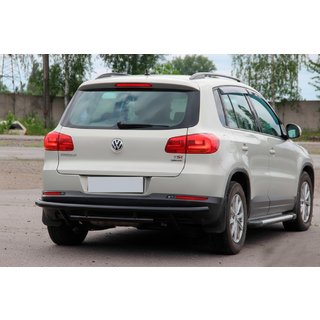 Задній захист AK002-2 Black (нерж) Volkswagen Tiguan 2007-2016 рр. фото 3