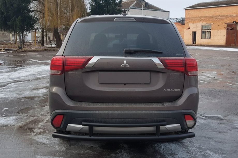Mitsubishi Outlander 2012-2021 рр. Задня дуга AK004-2 Black (нерж) Фото 2