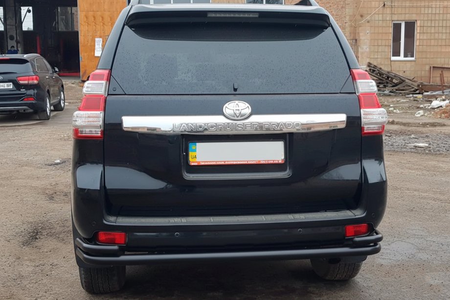 Toyota Land Cruiser Prado 150 2009-2023 рр. Задня дуга AK005-2 Black (нерж) Фото 2