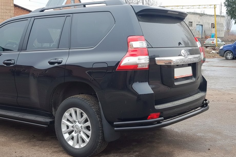 Toyota Land Cruiser Prado 150 2009-2023 рр. Задня дуга AK005-2 Black (нерж) Фото 3