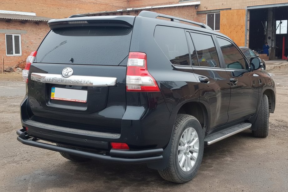 Toyota Land Cruiser Prado 150 2009-2023 рр. Задня дуга AK005-2 Black (нерж) Фото 4