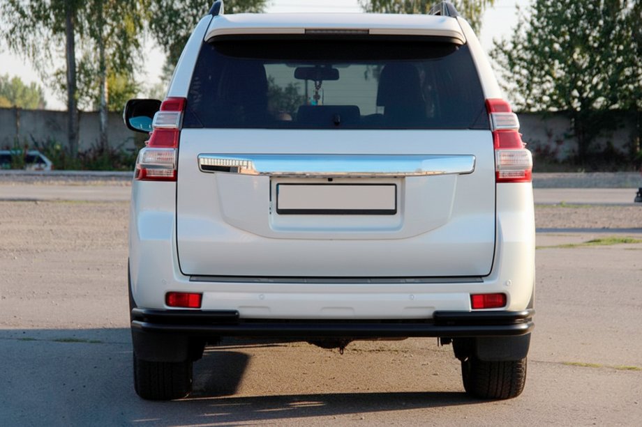 Toyota Land Cruiser Prado 150 2009-2023 рр. Задня дуга AK005-2 Black (нерж) Фото 7