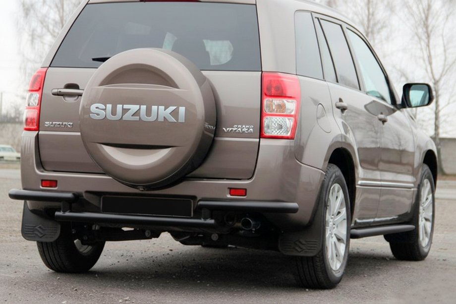 Suzuki Grand Vitara 2005-2017 рр. Задній захист AK003-2 Black (нерж) Фото 2