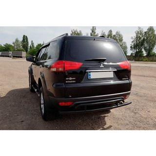 Задній захист AK002-2 Black (2 шт, нерж) Mitsubishi Pajero Sport 2008-2015 рр. фото 3