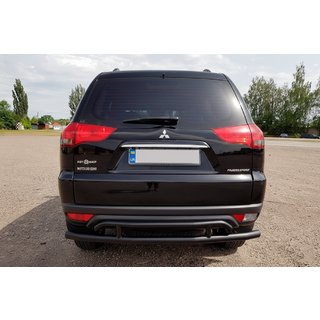 Задній захист AK002-2 Black (2 шт, нерж) Mitsubishi Pajero Sport 2008-2015 рр. фото 1
