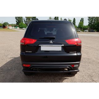 Задній захист AK002-2 Black (2 шт, нерж) Mitsubishi Pajero Sport 2008-2015 рр. фото 4