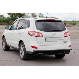 Задня дуга AK002-2 Black (нерж.) Hyundai Santa Fe 2 2006-2012 рр. фото 3