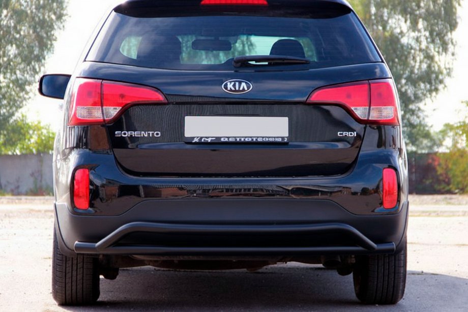 Kia Sorento II XM 2009-2014 рр. Задня дуга AK007-2 Black (нерж.) Фото 2