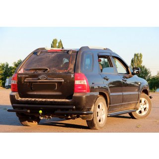Задня дуга AK007 Black (нерж.) Kia Sportage 2004-2010 рр. фото 2