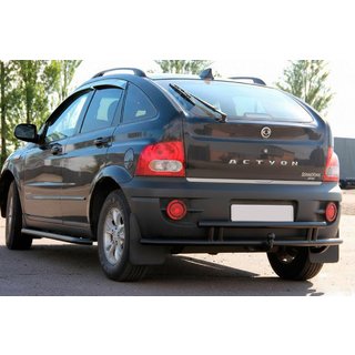 Задній захист AK005-2 Black (нерж) SsangYong Action 2005-2018 рр. фото 1