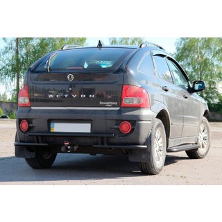 Задній захист AK005-2 Black (нерж) SsangYong Action 2005-2018 рр. фото 2
