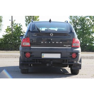 Задній захист AK005-2 Black (нерж) SsangYong Action 2005-2018 рр. фото 3