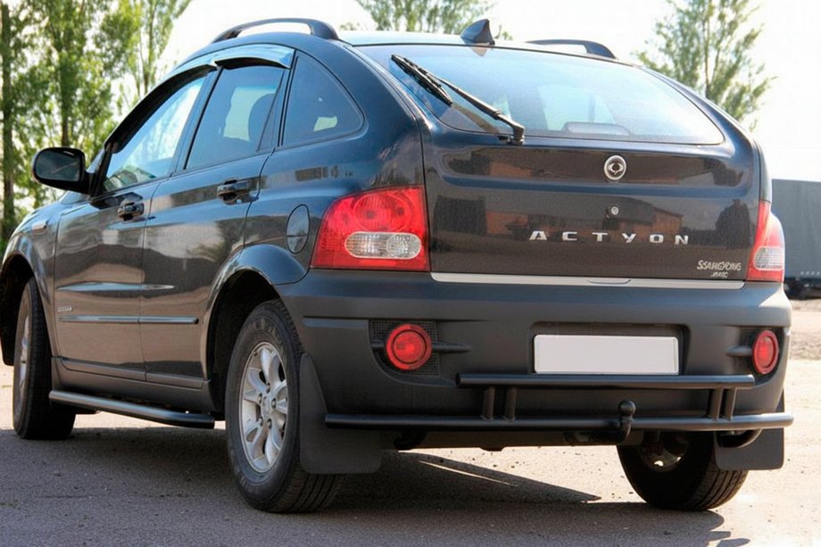 SsangYong Action 2005-2018 рр. Задній захист AK005-2 Black (нерж) Фото 1