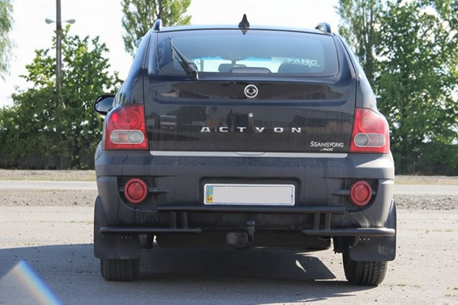 SsangYong Action 2005-2018 рр. Задній захист AK005-2 Black (нерж) Фото 3