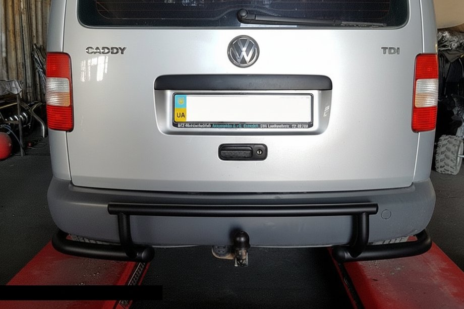 Volkswagen Caddy 2010-2015 рр. Задня дуга AK003-3 Black (2 шт., нерж) Фото 1