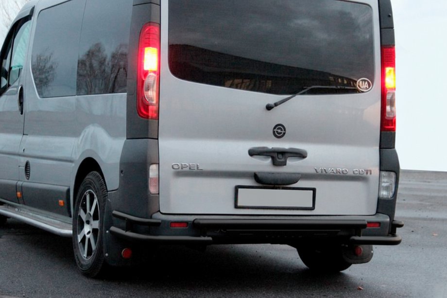 Renault Trafic 2001-2015 рр. Задній захист AK-Special Black (нерж) Фото 7