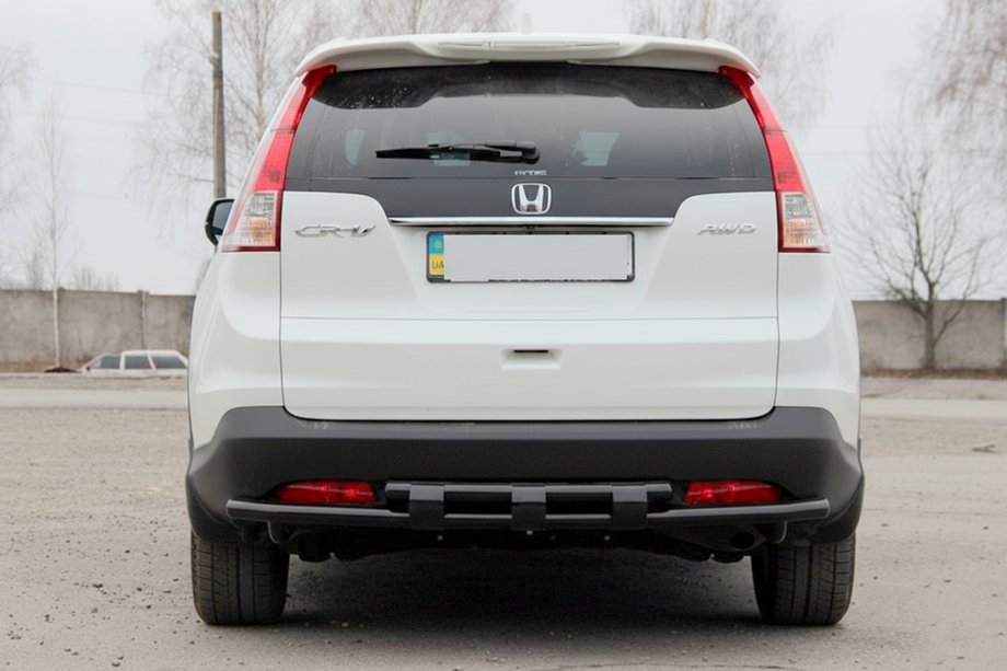 Honda CRV 2012-2016 рр. Задня дуга AK002-подвійний Black (нерж) Фото 1