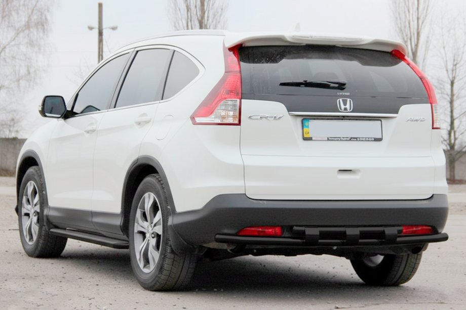 Honda CRV 2012-2016 рр. Задня дуга AK002-подвійний Black (нерж) Фото 3