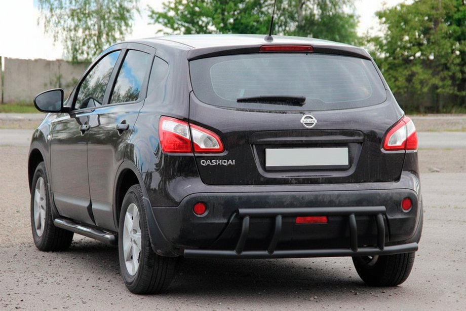 Nissan Qashqai 2010-2014 рр. Задня дуга AK011 Black (нерж.) Фото 3