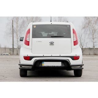 Задній захист AK007-2 Black (нерж) Kia Soul II 2013-2018 рр. фото 2
