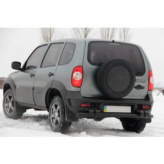 Задня дуга AK015 Black (нерж.) Chevrolet Niva 1998-2020 рр. фото 3
