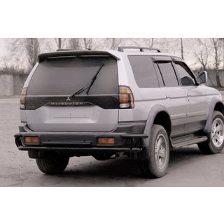 Задній захист AK005-2 Black (нерж) Mitsubishi Pajero Sport 1996-2007 рр. фото 1