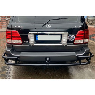 Задній захист AK009-15 Black (нерж.) Lexus LX470 1998-2007 рр. фото 3
