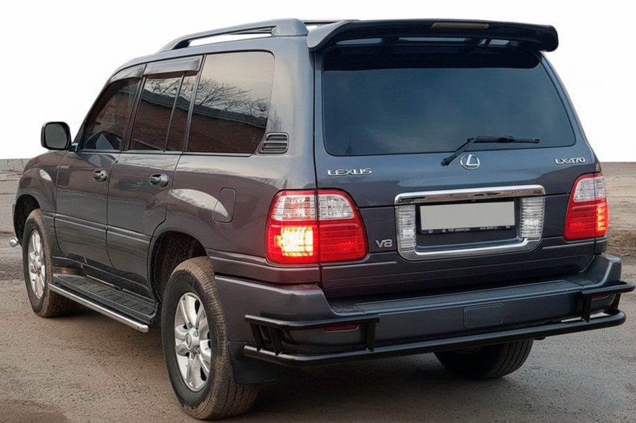 Lexus LX470 1998-2007 рр. Задній захист AK009-15 Black (нерж.) Фото 1