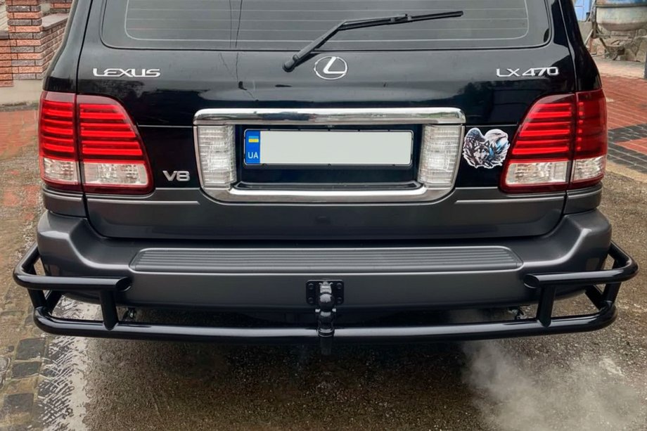 Lexus LX470 1998-2007 рр. Задній захист AK009-15 Black (нерж.) Фото 3