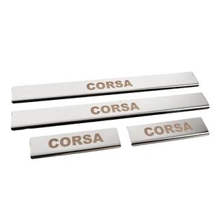 Накладки на пороги Carmos (4 шт, нерж) Opel Corsa E 2015-2019 рр. фото 3