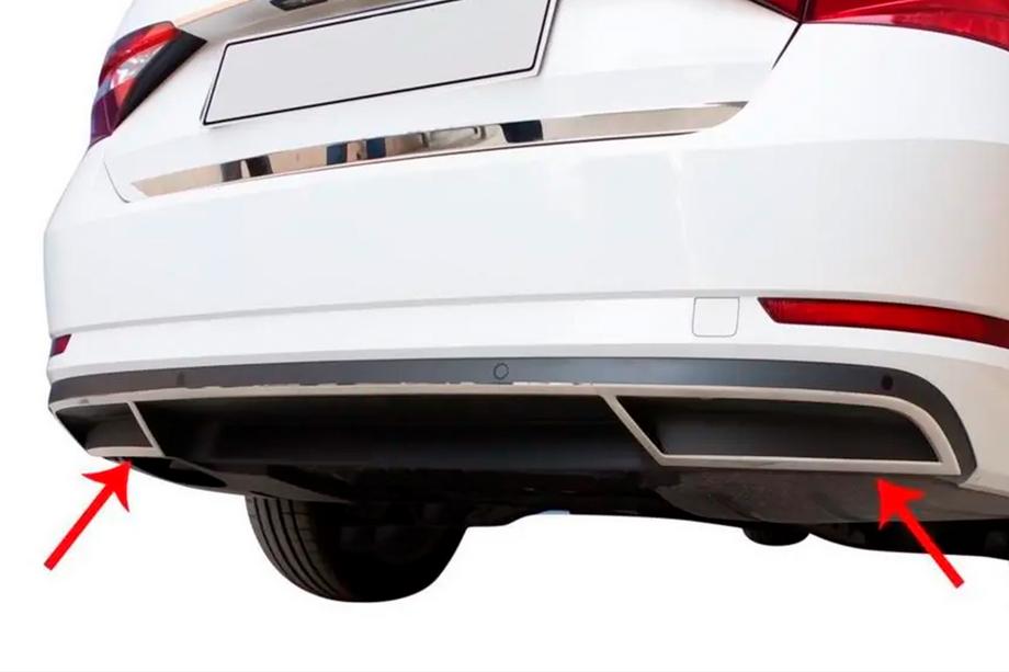 Skoda Superb 2015-2024 рр. Накладки на торець бамперу Carmos (2 шт, нерж) Фото 1