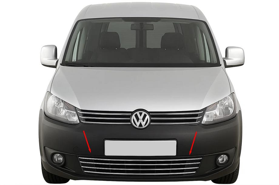 Volkswagen Caddy 2010-2015 рр. Цілісна решітка в бампер (нерж) Image