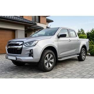 Бокові пороги Maydos V2 (2 шт., Алюміній ↗ нерж) Isuzu D-Max 2019- рр. фото 1