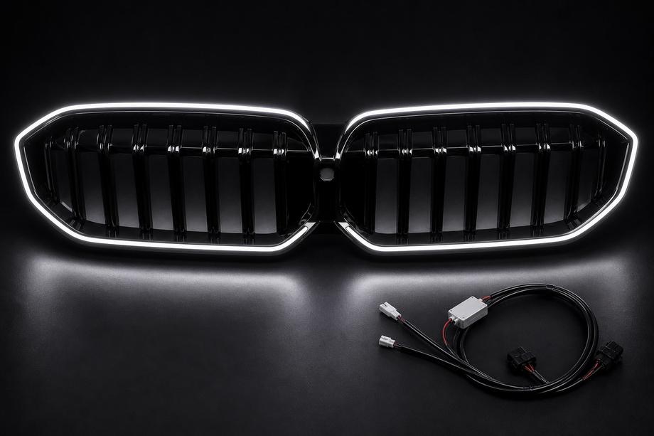 BMW 3 серія G20/G21 2018- рр. Ніздрі 1-Bar LED (2022+, чорний глянець) Фото 6