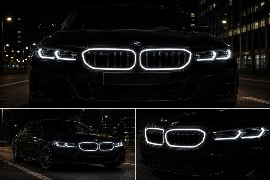 BMW 3 серія G20/G21 2018- рр. Ніздрі 1-Bar LED (2022+, чорний глянець) Фото 5