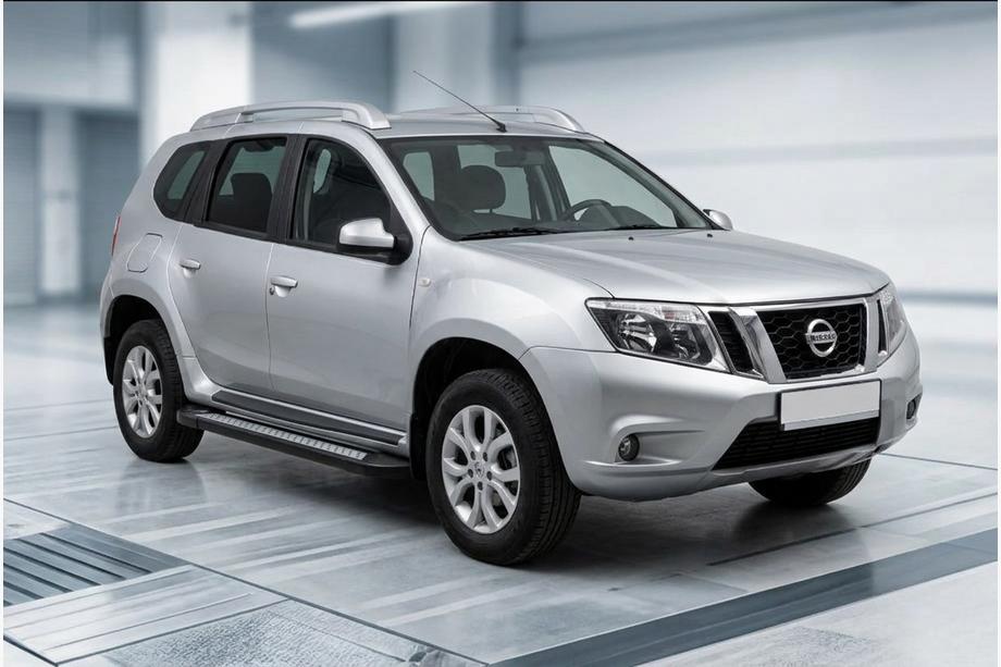 Nissan Terrano 2014- рр. Бокові пороги Vision New Black (2 шт., Алюміній) Фото 1