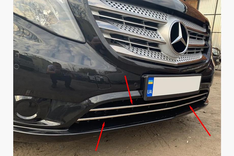 Mercedes Vito/V-class W447 2014- рр. Накладки на решітку бампера (2 шт, нерж) Фото 2