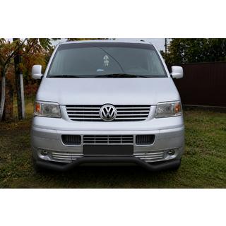 Передній захист хвиля ST007 Black (нерж) Volkswagen T5 Transporter 2003-2010 рр. фото 3